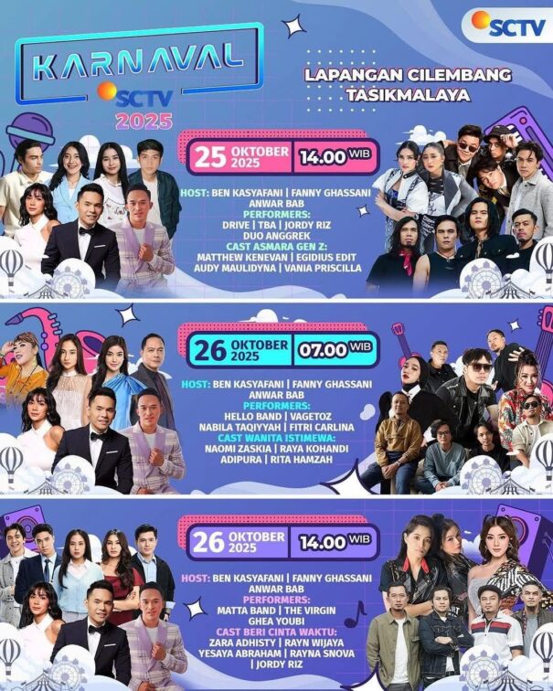 Event Karnaval SCTV Tasikmalaya 25-26 Oktober 2025 Duo Anggrek Fitri Carlina The Virgin